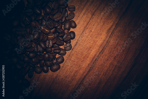 scattered coffee beans from left to half 