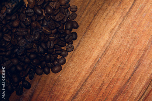 scattered coffee beans from left to half 