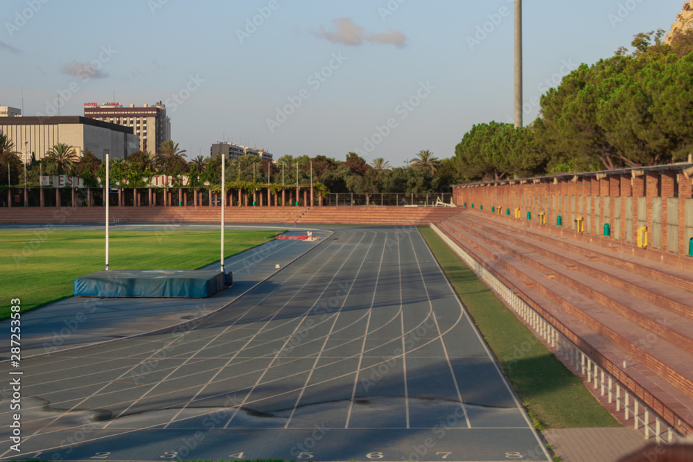 Obraz premium Blue running track