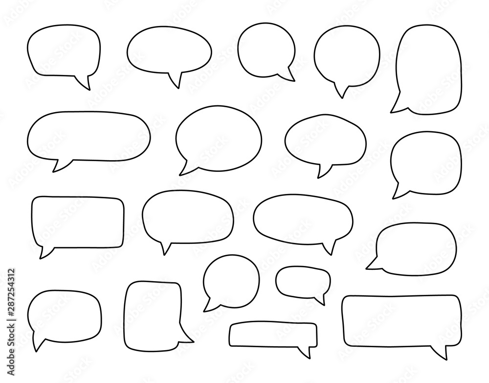 Set of speech bubbles. Blank retro empty comic bubbles. Stickers. Dialog balloons. Vector illustration. Set of speech bubbles. Blank retro empty comic bubbles. Stickers. Dialog balloons. Vector illustration.