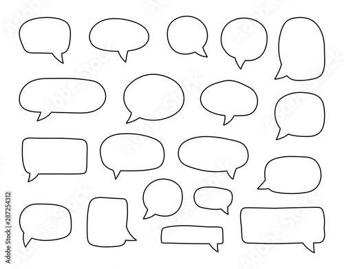 Set of speech bubbles. Blank retro empty comic bubbles. Stickers. Dialog balloons. Vector illustration.