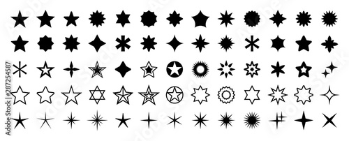 Fotografie, Obraz Stars set of 65 black icons
