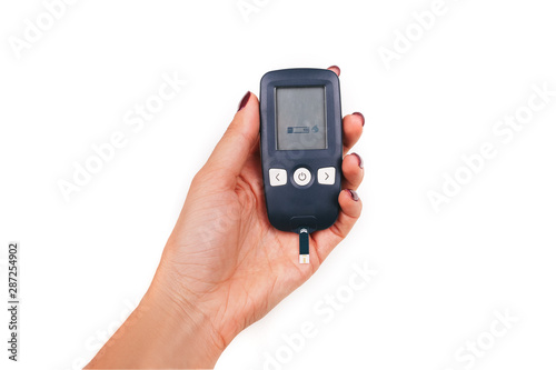 Blood sugar meter isolated on white background.