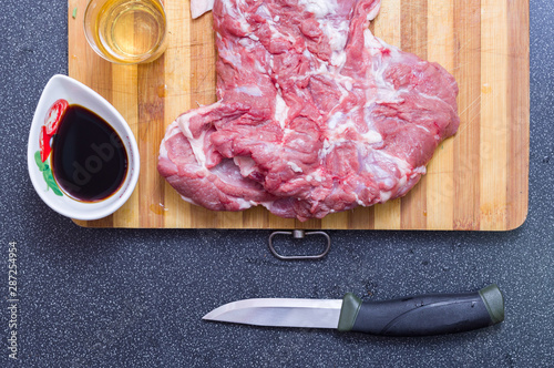 Universal hunting knife. Hunting knife for cutting meat. photo