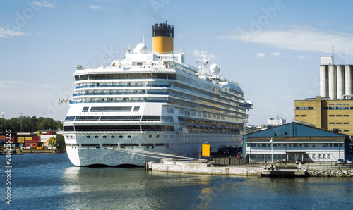 Cruise ship moored at the sea port. © M-Production