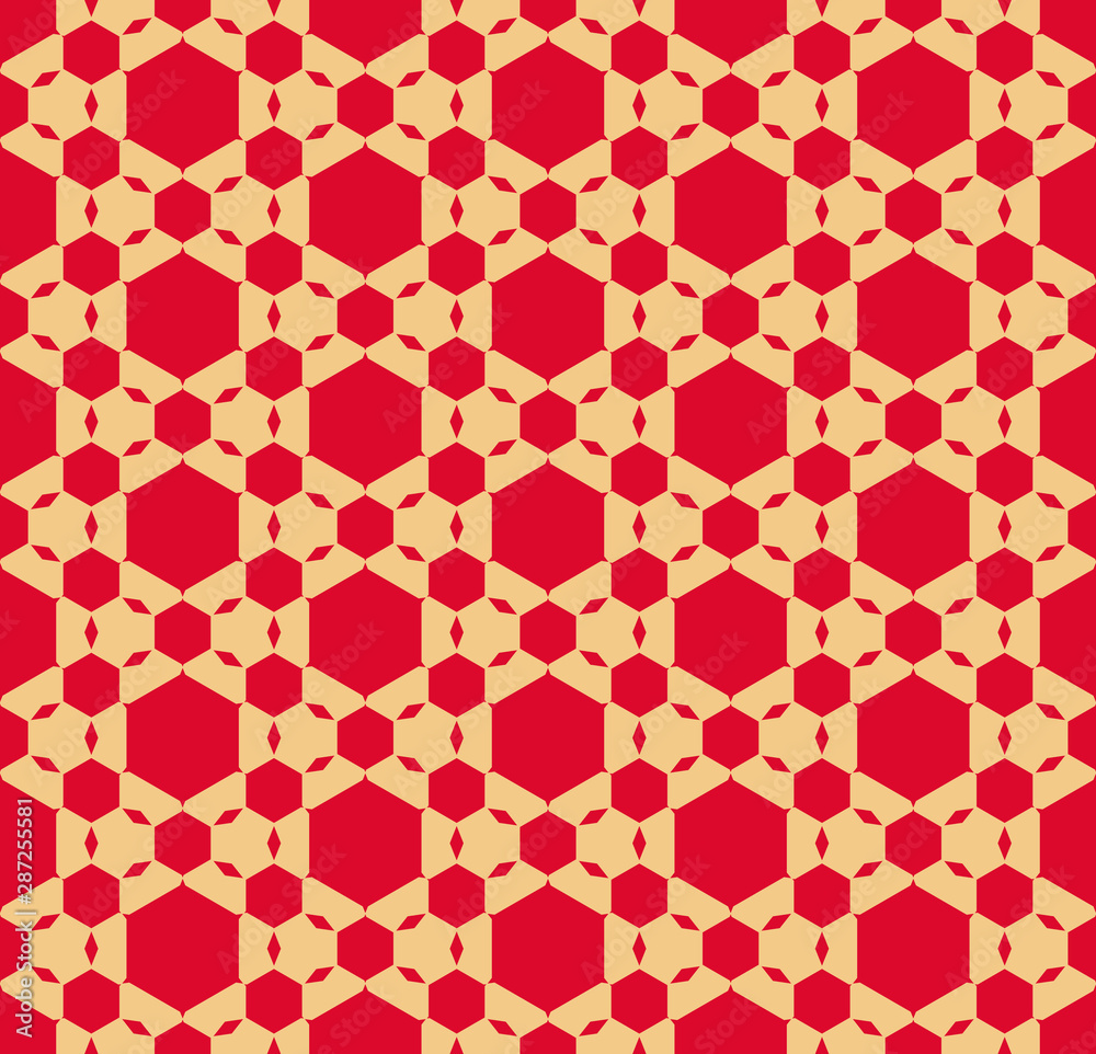 Vector geometric seamless pattern with hexagons in red and tan colors Vector geometric seamless pattern with hexagons in red and tan colors