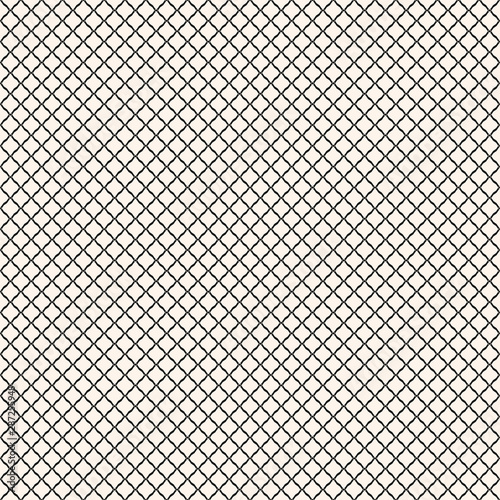 Vector seamless pattern, black and white geometric texture of mesh, net, grid