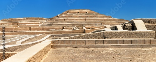 Nazca pyramid at Cahuachi archeological site in Peru photo