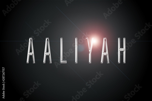 first name Aaliyah in chrome on dark background with flashes