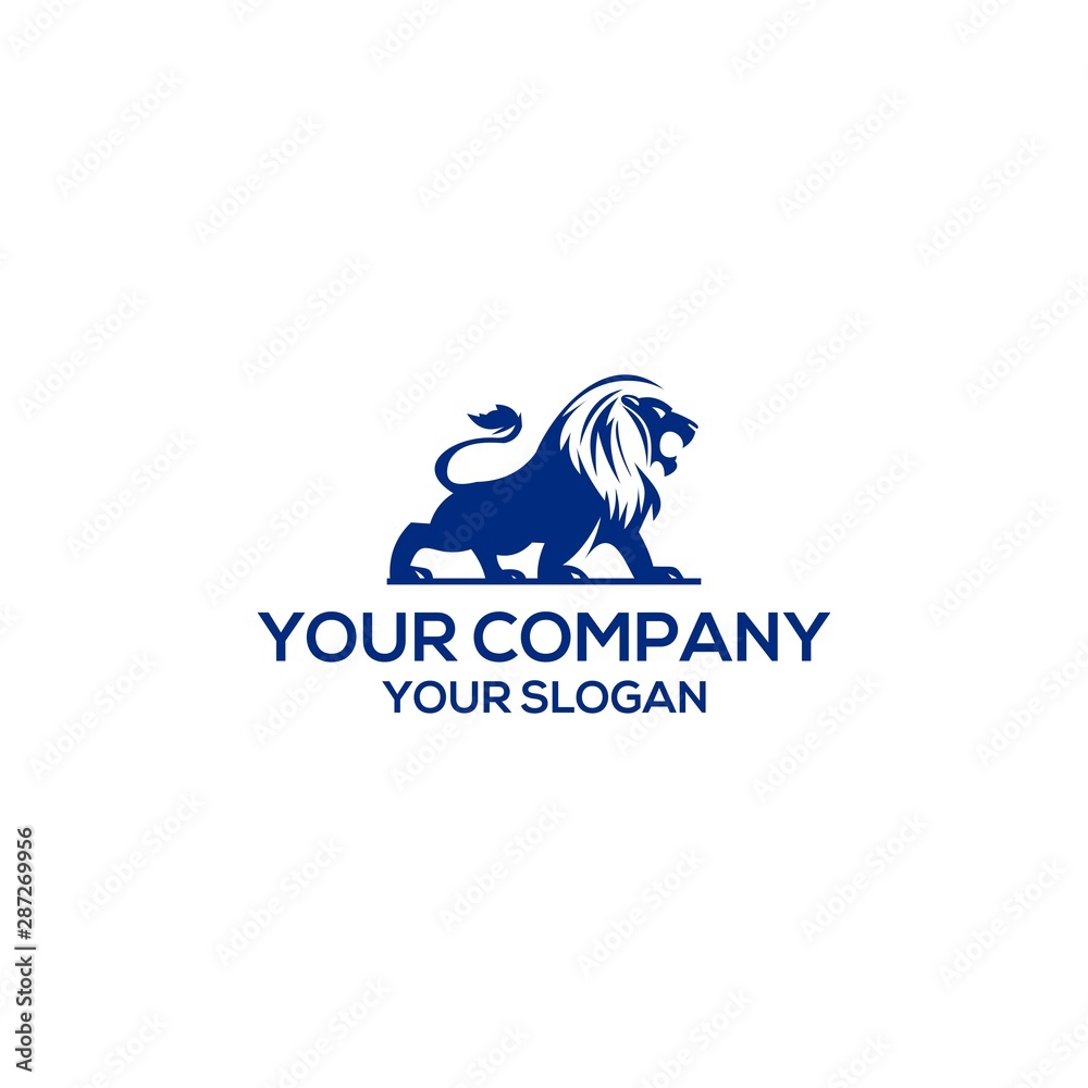 blue lion logo vector design template