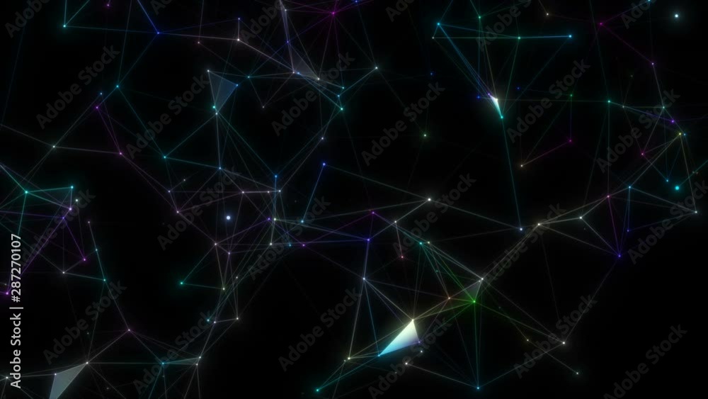 Plexus fantasy abstract technology. Abstract rainbow. Abstract geometric background with moving lines, dots and triangles. Plexus fantasy abstract technology. Abstract rainbow. Abstract geometric background with moving lines, dots and triangles.