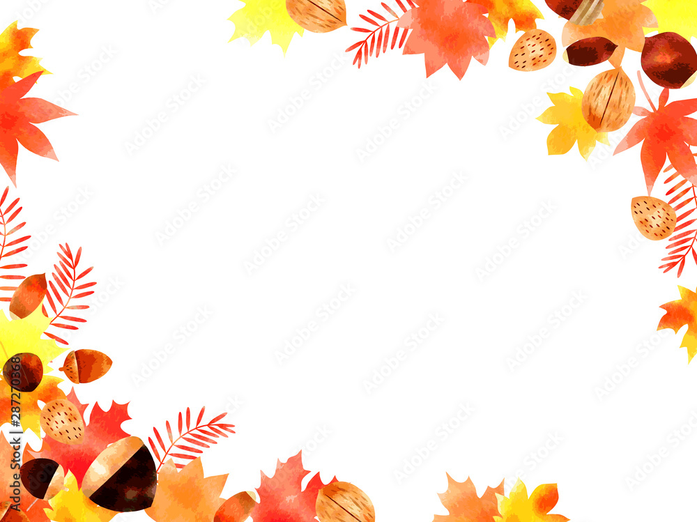 秋の落ち葉や木の実のイラストの背景 Stock ベクター Adobe Stock