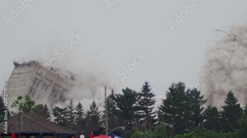 Old abandoned building being demolished