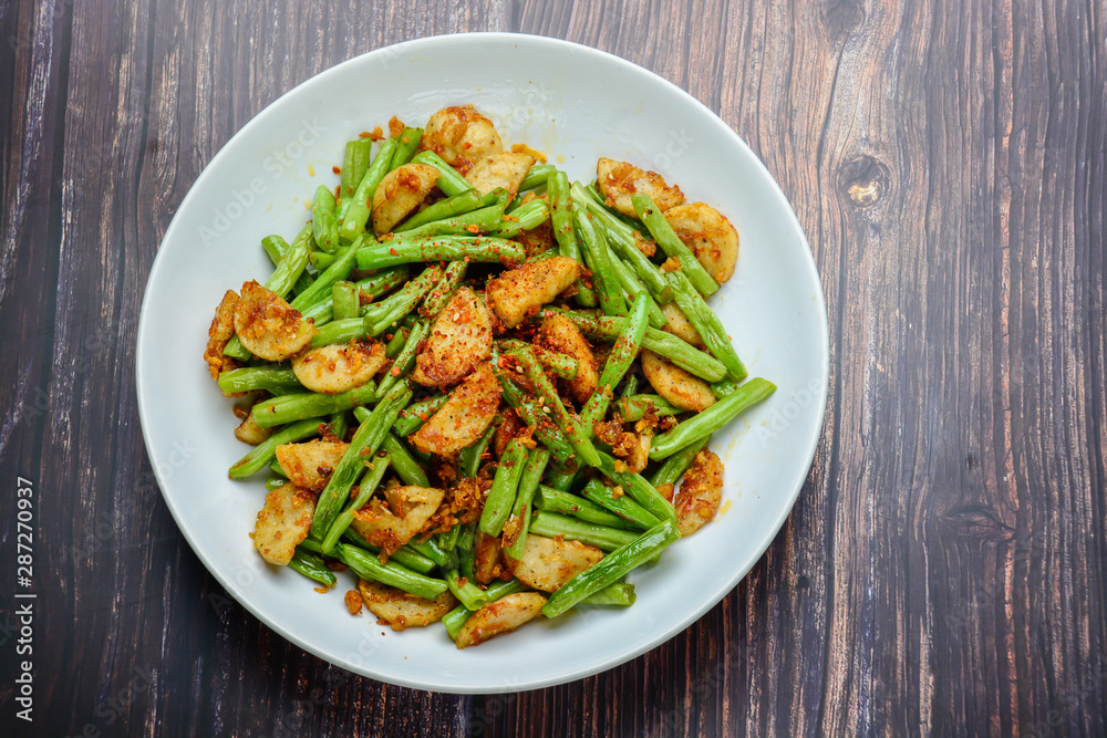Stir Fried String Green Bean with Vietnamese Grilled Pork Sausage Stir Fried String Green Bean with Vietnamese Grilled Pork Sausage