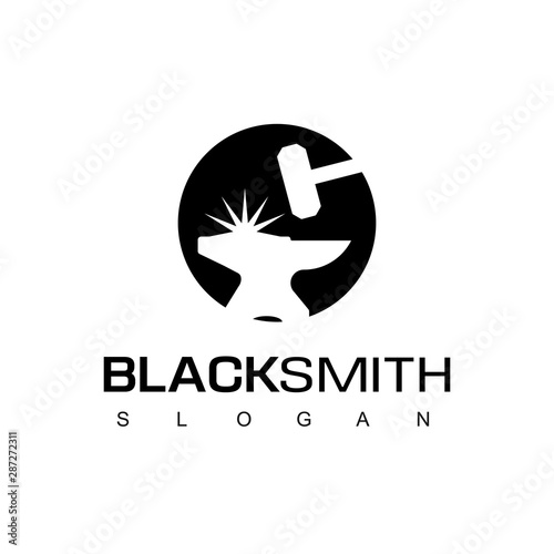 Blacksmith Logo Template Isolated On White Background