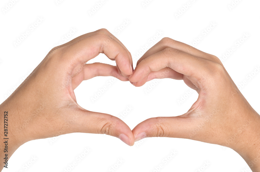 Boy's hands forming heart shape isolated on white background Boy's hands forming heart shape isolated on white background