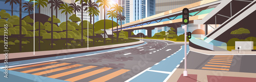 highway road city street with modern skyscrapers bridge subway railroad urban cityscape background flat horizontal