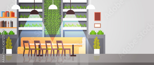 modern cafe interior empty no people restaurant cafeteria design flat horizontal