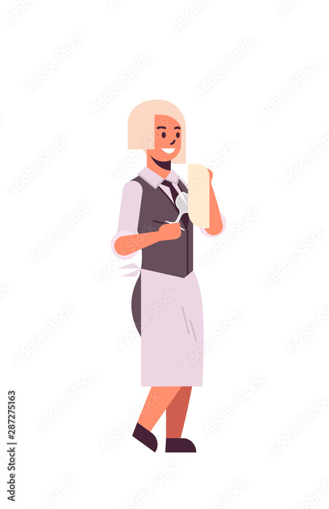 professional waitress polishing wine glass with towel woman restaurant worker in uniform flat full length white background vertical professional waitress polishing wine glass with towel woman restaurant worker in uniform flat full length white background vertical