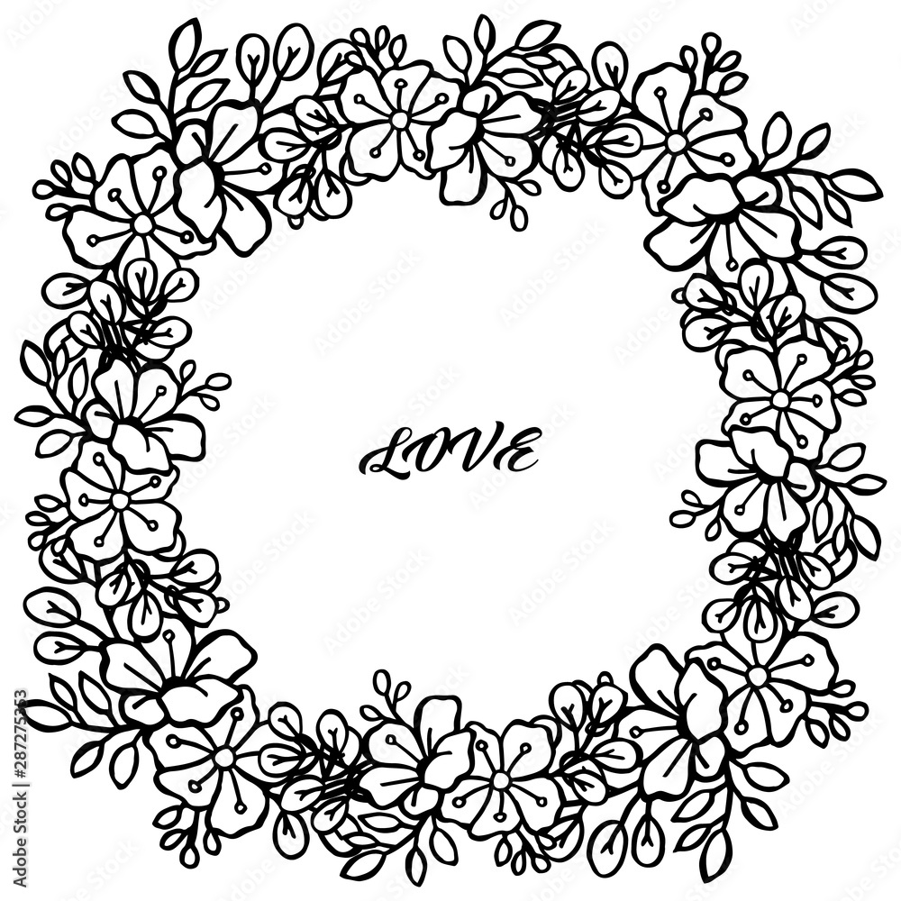 Design beautiful card love, with crowd of floral frame. Vector