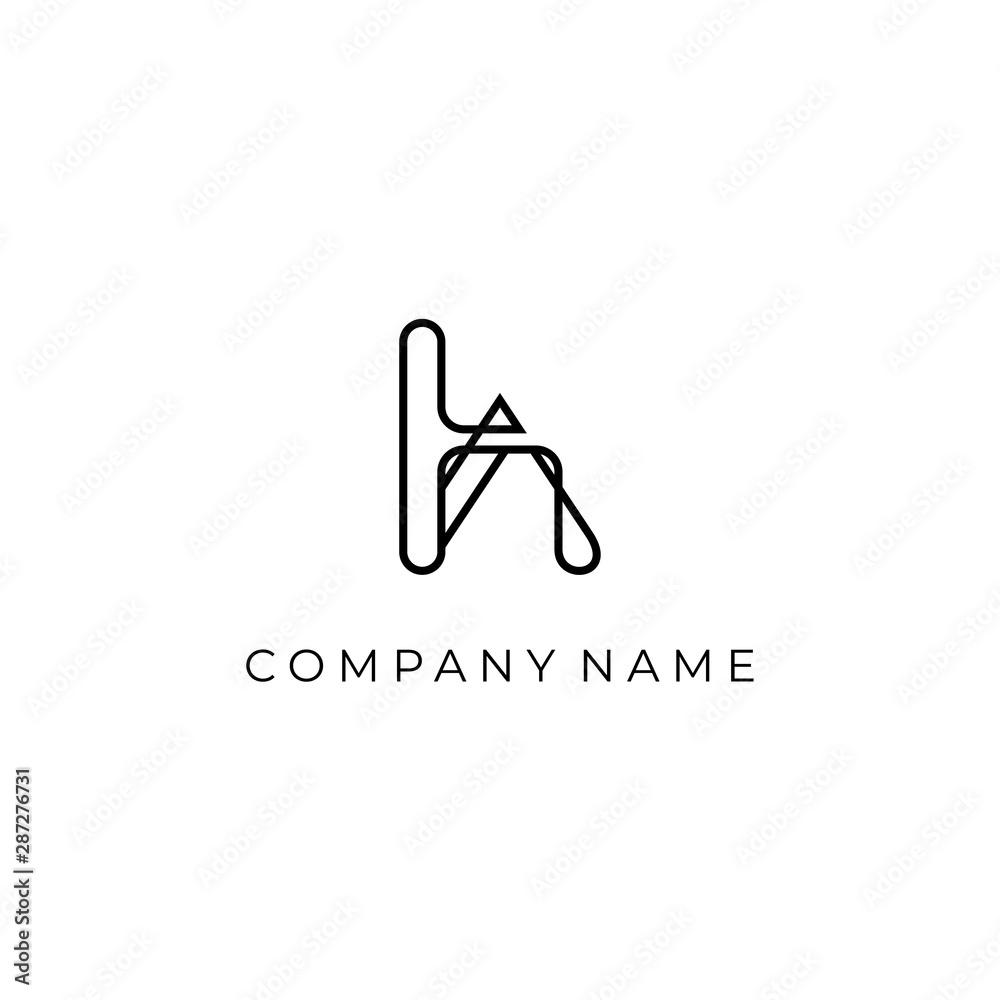 letters A and H are connected to 1 line, monogram logo, name, initials, luxury logo letters A and H are connected to 1 line, monogram logo, name, initials, luxury logo