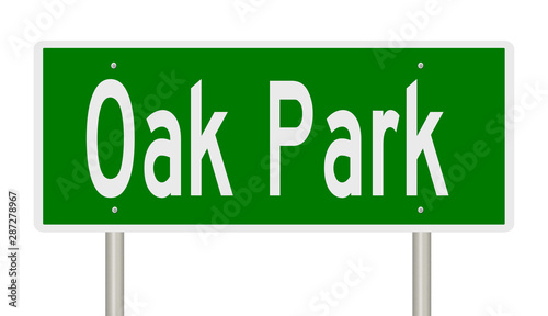 Rendering of a green highway sign for Oak Park Illinois photo