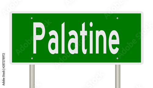 Rendering of a green highway sign for Palatine Illinois photo