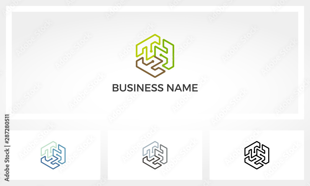 Cube Outline With Digital Nodes Logo Cube Outline With Digital Nodes Logo