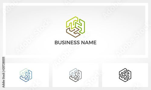 Cube Outline With Digital Nodes Logo