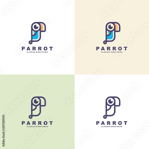 set of parrot bird logo vector illustrations