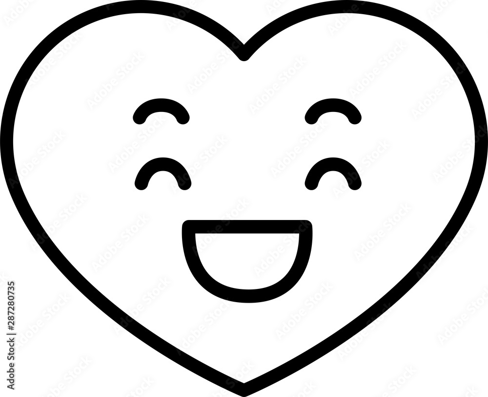 Line drawing of Heart emoticon icon Line drawing of Heart emoticon icon