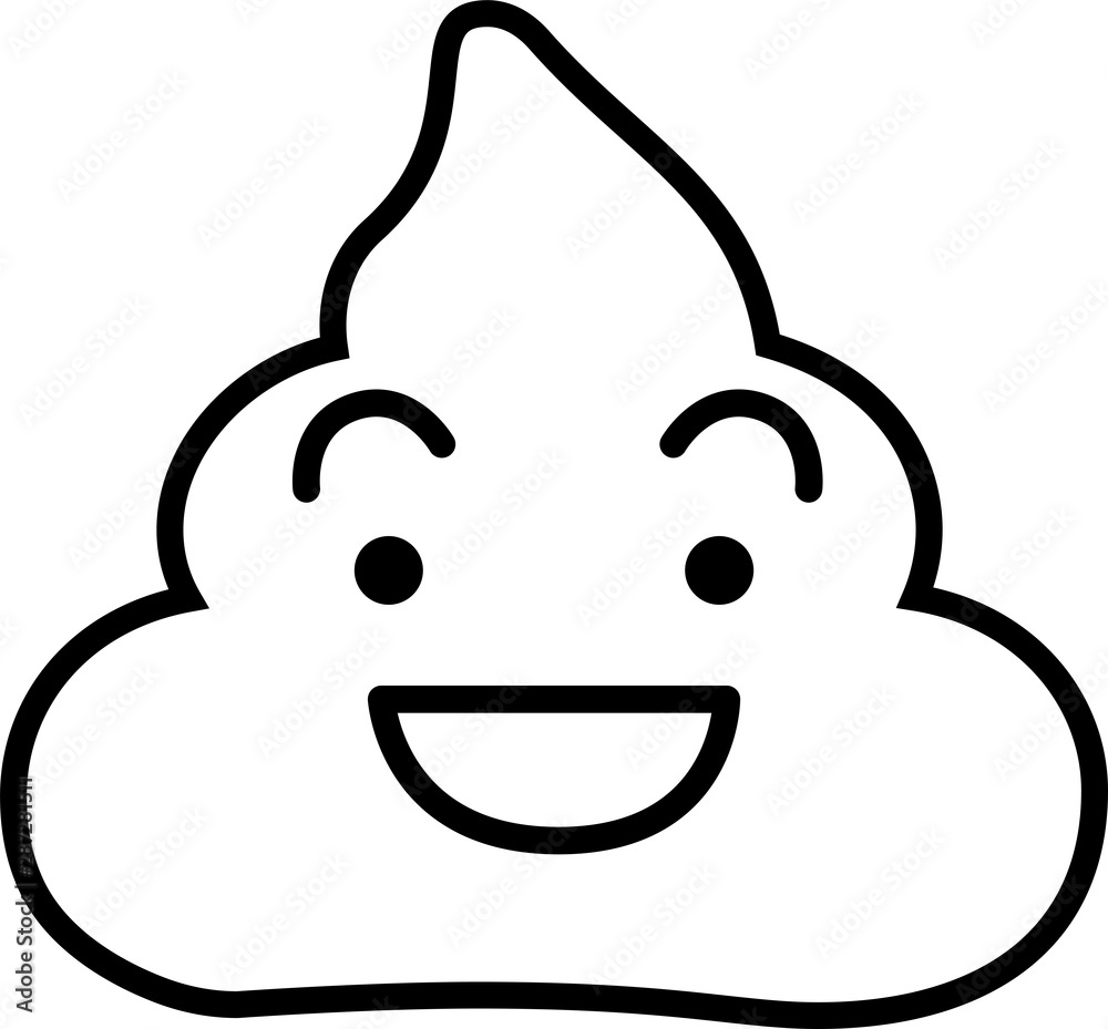 Line drawing of poo emoticon icon Line drawing of poo emoticon icon
