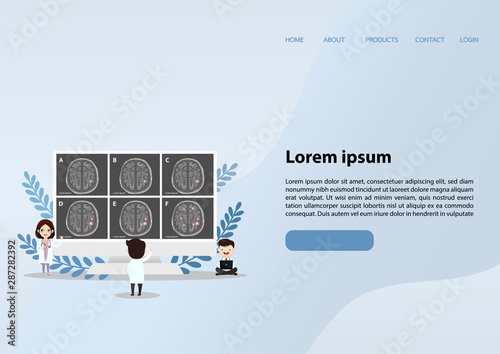 Web banner design template. Human brain stroke.