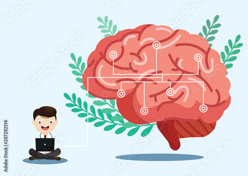 Scientific medical illustration of human brain stroke illustration