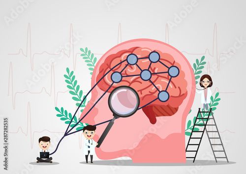 Scientific medical illustration of human brain stroke illustration