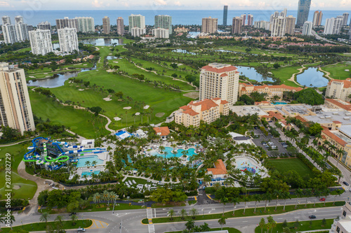 Aerial photo Tidal Cove Waterpark Aventura Florida USA Turnberry Resort photo