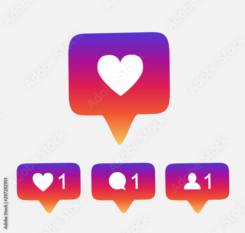 Instagram notification bubble vector icon set