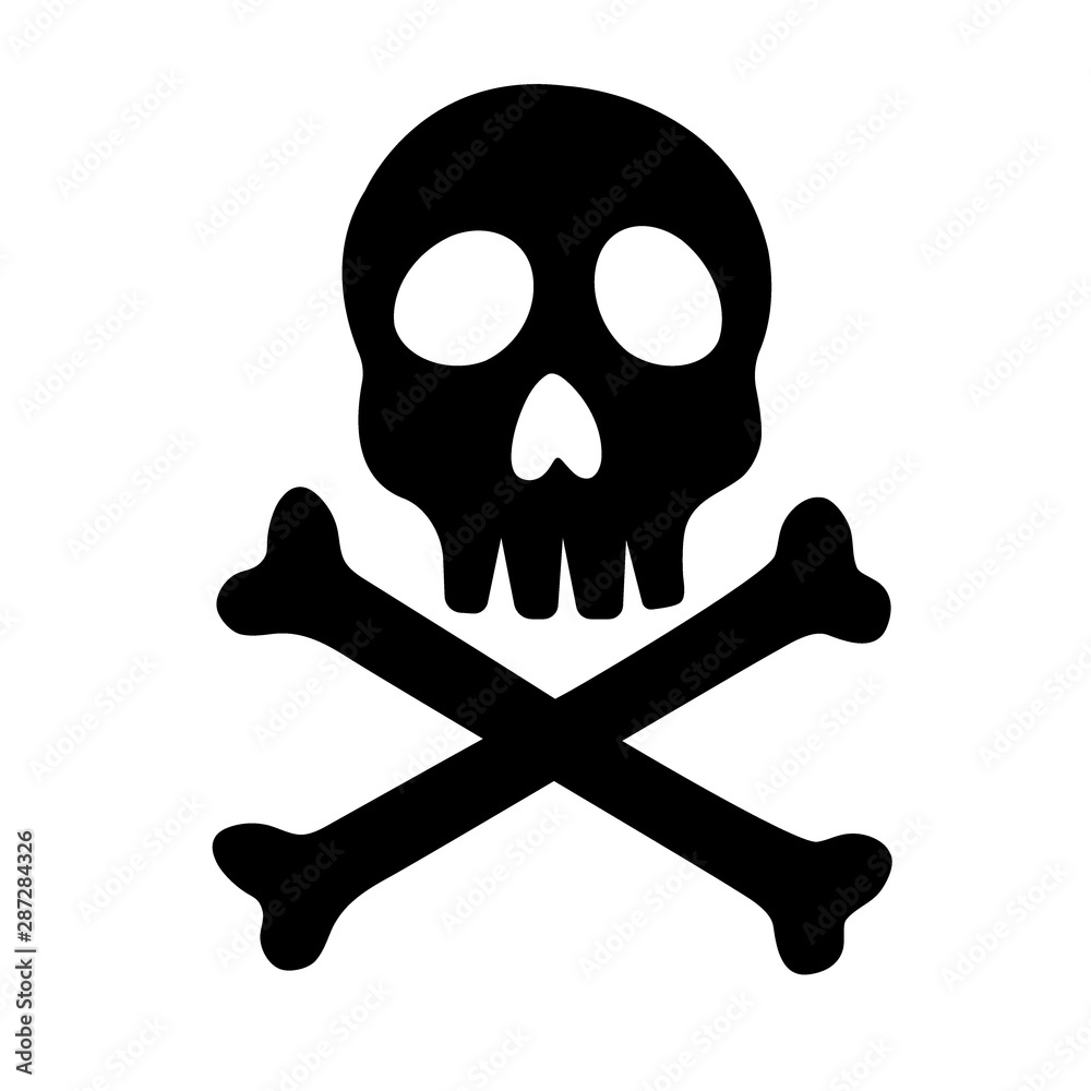 Skull and Crossbones Icon on White Background Skull and Crossbones Icon on White Background
