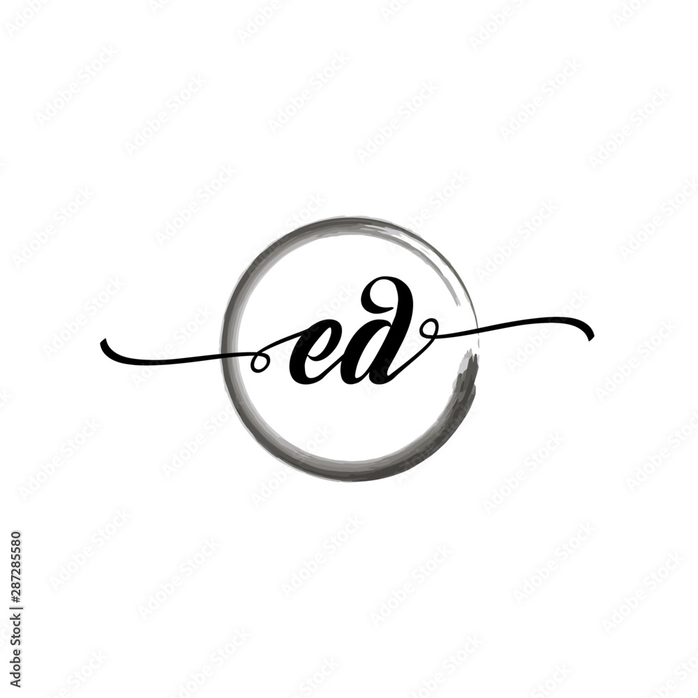 ED initial handwriting logo template. round logo in watercolor color with handwritten letters in the middle. Handwritten logos are used for, weddings, fashion, jewelry, boutiques and business ED initial handwriting logo template. round logo in watercolor color with handwritten letters in the middle. Handwritten logos are used for, weddings, fashion, jewelry, boutiques and business