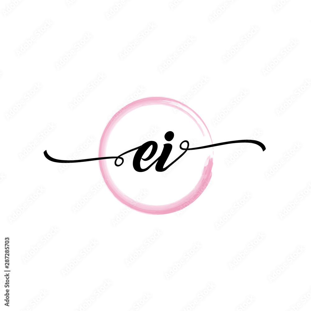 EI initial handwriting logo template. round logo in watercolor color with handwritten letters in the middle. Handwritten logos are used for, weddings, fashion, jewelry, boutiques and business EI initial handwriting logo template. round logo in watercolor color with handwritten letters in the middle. Handwritten logos are used for, weddings, fashion, jewelry, boutiques and business