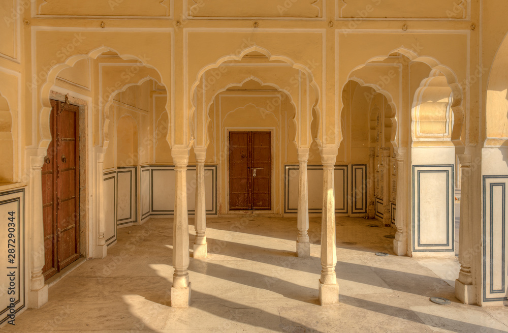 Pillared doorways inside Hawa Mahal (