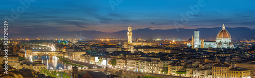 Panorama of Skyline of Historical city Florence, Tuscany, Italy at dusk