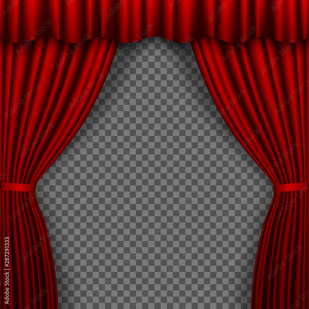 Red Stage Curtain. Theatre curtains on transparent background. Vector  illustration Stock Vector | Adobe Stock