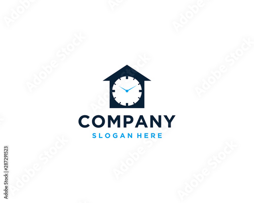 Home clock logo design template