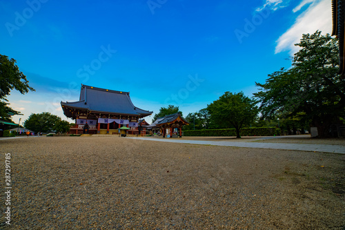 Main temple at Ikegami honmonji temple in Tokyo wide shot photo