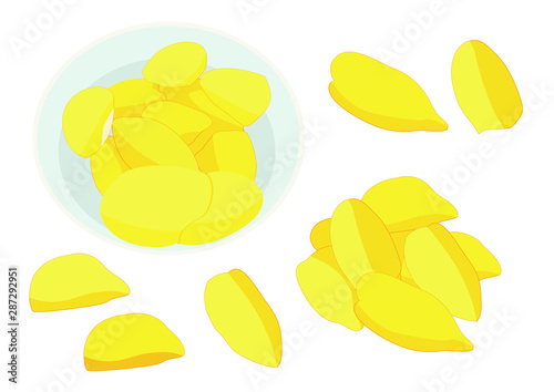 durian fruit in the plate on white background illustration vector 