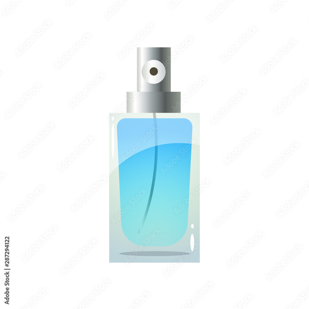 Perfume turquoise bottle icon.Raster illustration in flat cartoon style on white background Perfume turquoise bottle icon.Raster illustration in flat cartoon style on white background