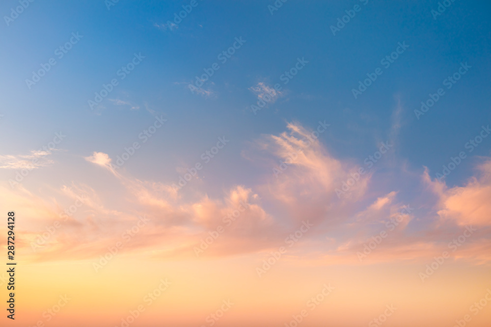 Gentle Colors of Sky Clouds Background at Sunrise time