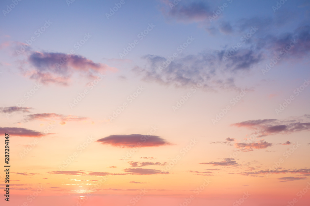 Gentle Sky Clouds Background at Sunset time, natural colors