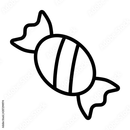 Hard sugar candy sweet wrapped line art vector icon for food apps and websites